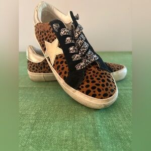 Philosophy Leopard Print Kids Sneakers with Gold Accents